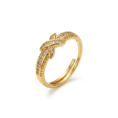 Criss-Cross Elegance Ring - Ατσάλινο Δαχτυλίδι με Στρας