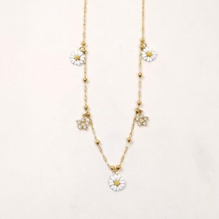 Daisy Necklace - Ατσάλινο Κολιέ με Λουλούδια