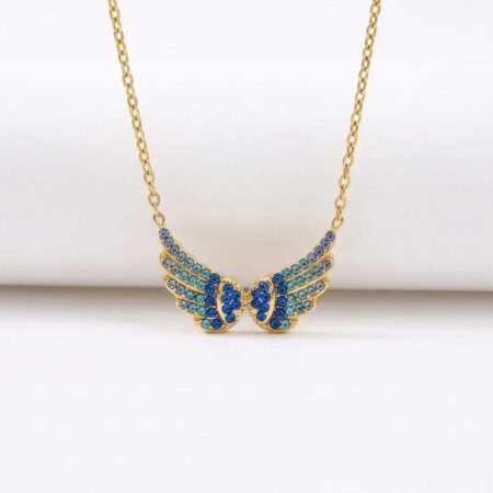Wings of Blue Necklace - Ατσάλινο Κολιέ με Φτερά