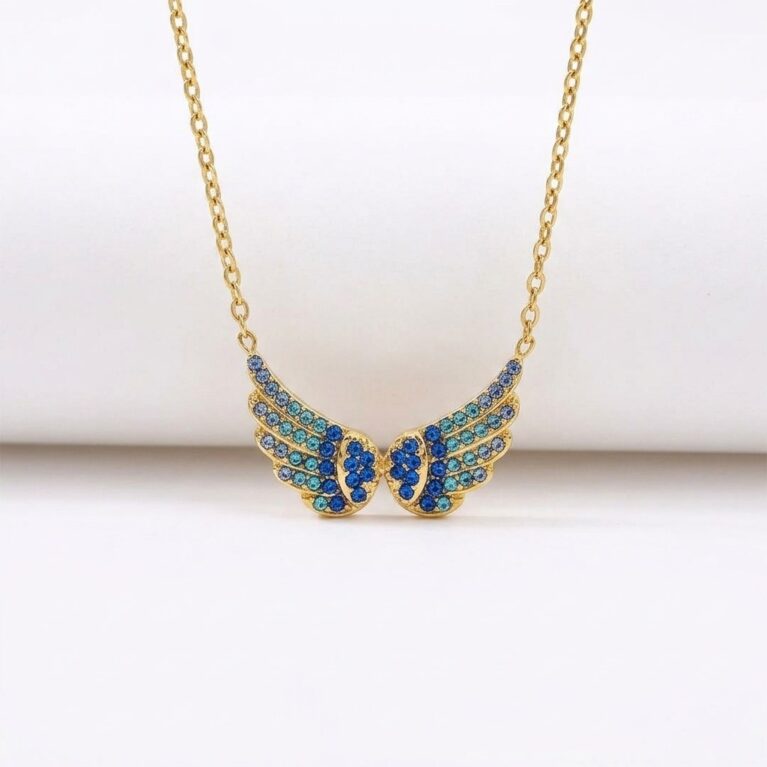 Wings of Blue Necklace - Ατσάλινο Κολιέ με Φτερά