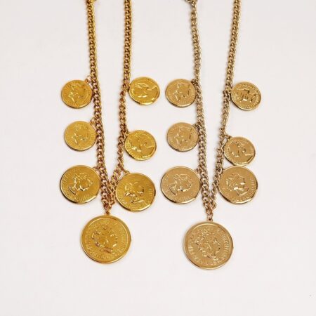 Coin Charm Necklace - Ατσάλινο Κολιέ με Νομίσματα