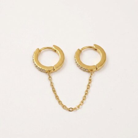 Celine Earrings - Ατσάλινα Σκουλαρίκια Κρίκοι με Αλυσίδα