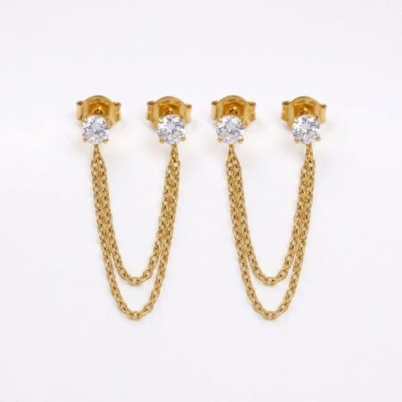 Aurora Chain Earrings - Ατσάλινα Σκουλαρίκια με Αλυσίδα