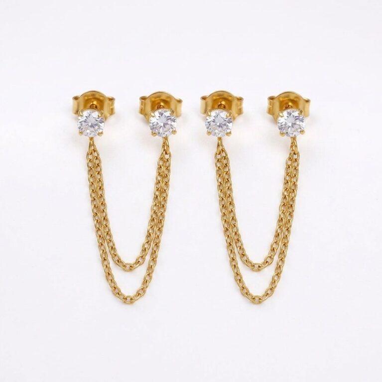 Aurora Chain Earrings - Ατσάλινα Σκουλαρίκια με Αλυσίδα