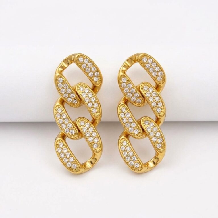 Celine Earrings - Ατσάλινα Σκουλαρίκια Κρίκοι με Στρας