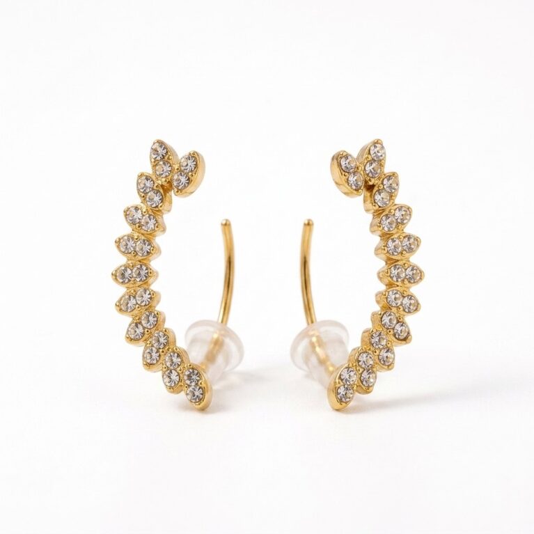 Aurora Earrings - Ατσάλινα Σκουλαρίκια με Στρας