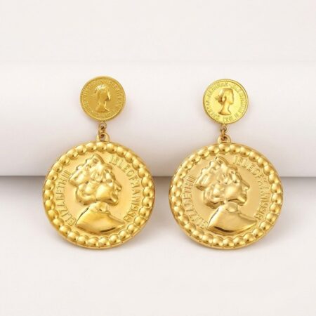 Valentina Coin Earrings - Σκουλαρίκια με Νόμισμα από Ατσάλι