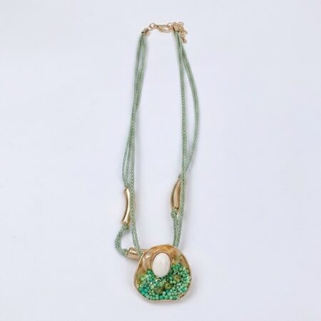 Vivienne Charm Necklace - Ατσάλινο Κολιέ με Κρεμαστό και Χάντρες