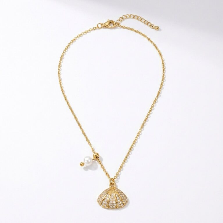 Seashell Elegance Necklace - Ατσάλινο Κολιέ με Κοχύλι