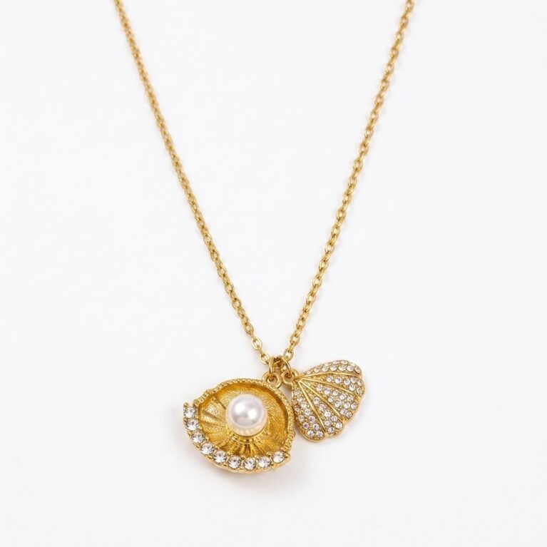 Shell Elegance Necklace - Ατσάλινο Κολιέ με Κοχύλι και Μαργαριτάρι