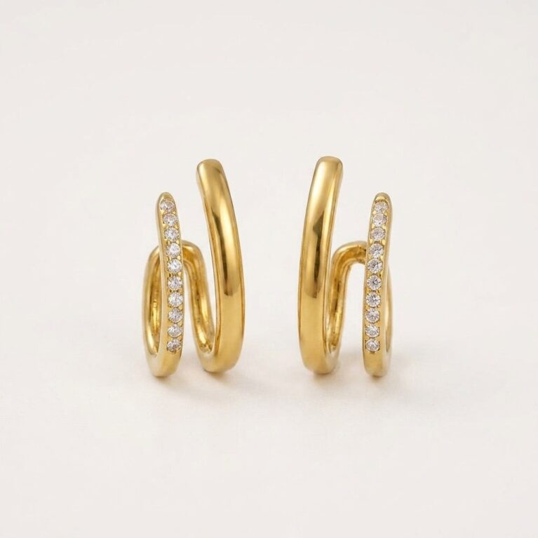 Arielle Earrings - Ατσάλινα Σκουλαρίκια Κρίκοι με Πέτρες