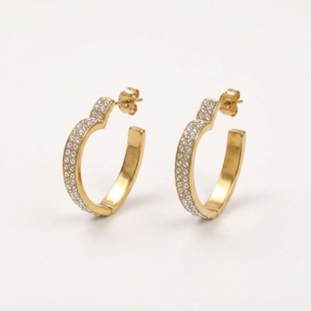 Aurora Hoop Earrings - Ατσάλινοι Κρίκοι με Στρας