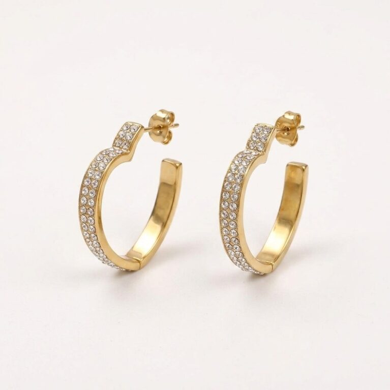 Aurora Hoop Earrings - Ατσάλινοι Κρίκοι με Στρας