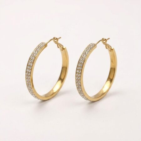 Aurora Hoop Earrings - Ατσάλινοι Κρίκοι με Στρας