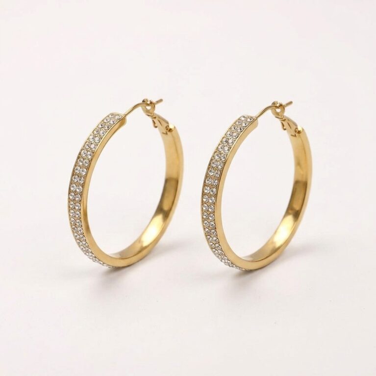 Aurora Hoop Earrings - Ατσάλινοι Κρίκοι με Στρας