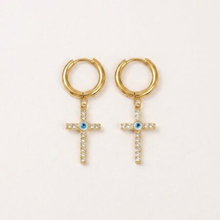 Celine Cross Earrings - Ατσάλινα Σκουλαρίκια με Σταυρό