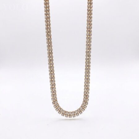 Κολιέ με Στρας σε Χρυσό και Ασημί