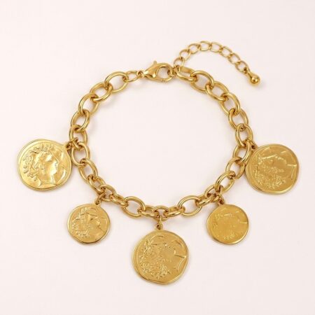 Coin Charm Bracelet - Ατσάλινο Βραχιόλι με Νομίσματα