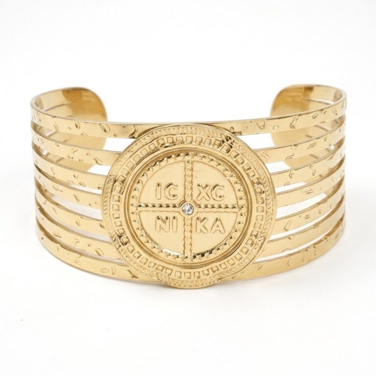 Aurelia Cuff Bracelet - Ατσάλινη Χειροπέδα με Μετάλλιο
