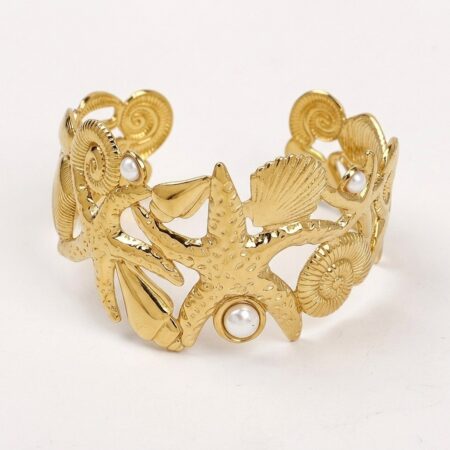 Marina Starfish Cuff - Ατσάλινο Βραχιόλι με Θαλάσσιο Μοτίβο