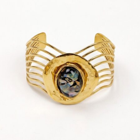 Aurora Cuff Bracelet - Ατσάλινη Χειροπέδα με Πολύχρωμες Πέτρες