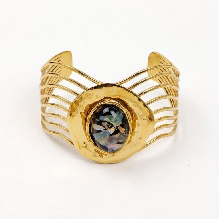Aurora Cuff Bracelet - Ατσάλινη Χειροπέδα με Πολύχρωμες Πέτρες
