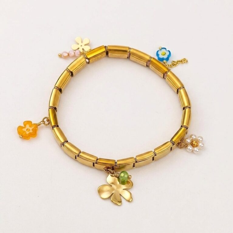 Clover Charm Bracelet - Ατσάλινο Βραχιόλι με Λουλούδια