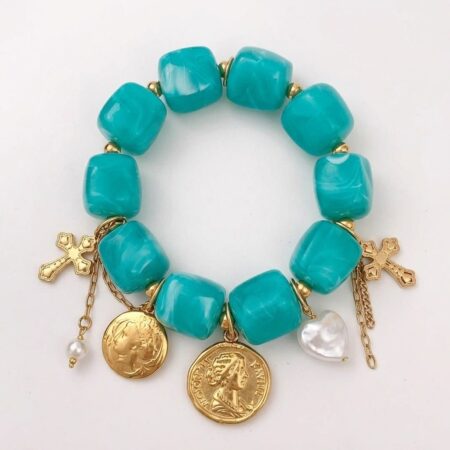 Cora Bracelet - Ατσάλινο Βραχιόλι με Χάντρες και Διακοσμητικά