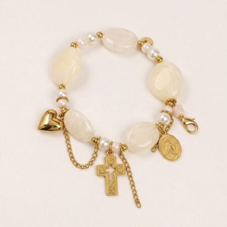 Celine Bracelet - Ατσάλινο Βραχιόλι με Χάντρες και Διακοσμητικά