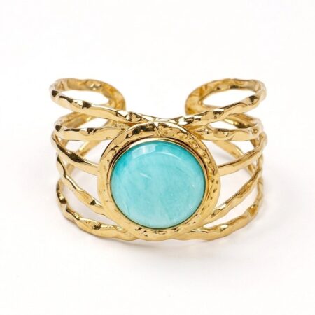 Aurora Cuff - Ατσάλινο Βραχιόλι με Χρωματιστή Πέτρα