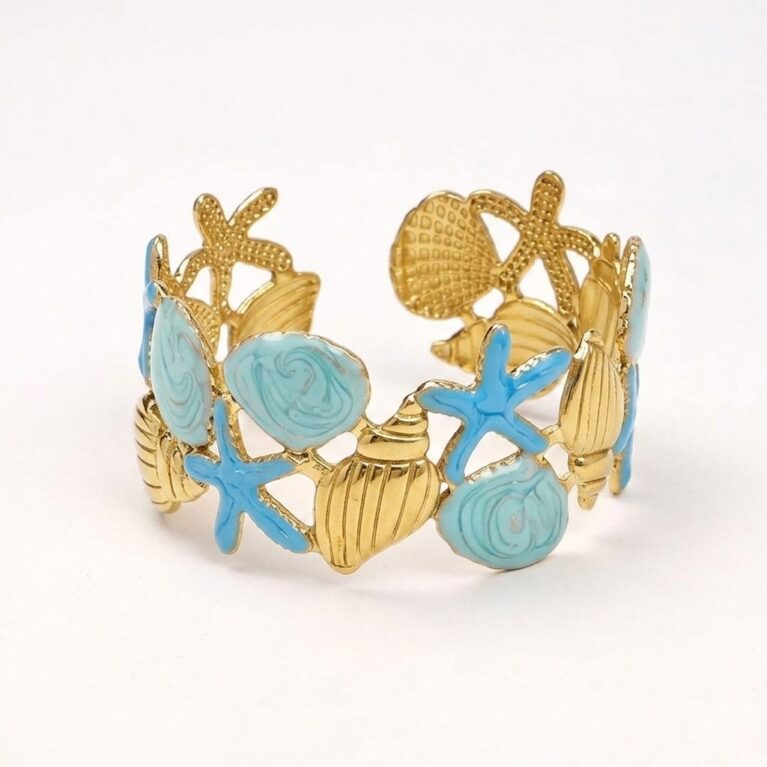 Seaside Charm Bracelet - Ατσάλινο Βραχιόλι με Κοχύλια και Αστερίες