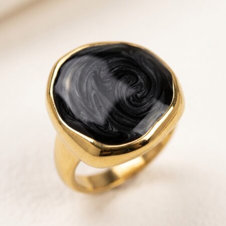 Cora Enamel Ring - Ατσάλινο Δαχτυλίδι με Έγχρωμο Ένθετο