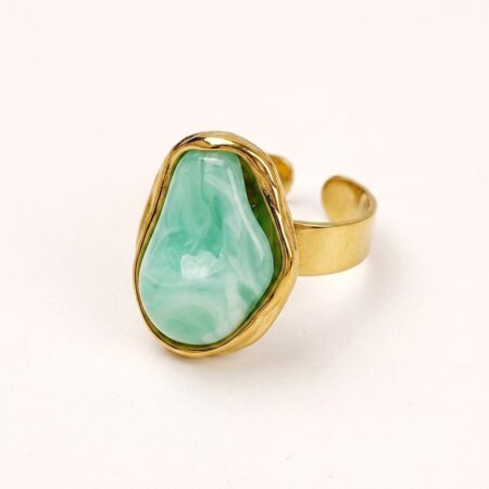 Aurora Gem Ring - Ατσάλινο Δαχτυλίδι με Πολύχρωμη Πέτρα