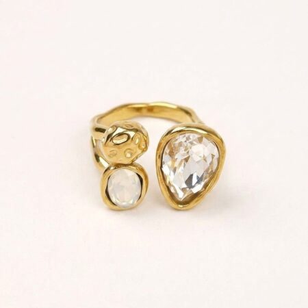 Celine Gem Ring - Ατσάλινο Δαχτυλίδι με Πολύχρωμες Πέτρες