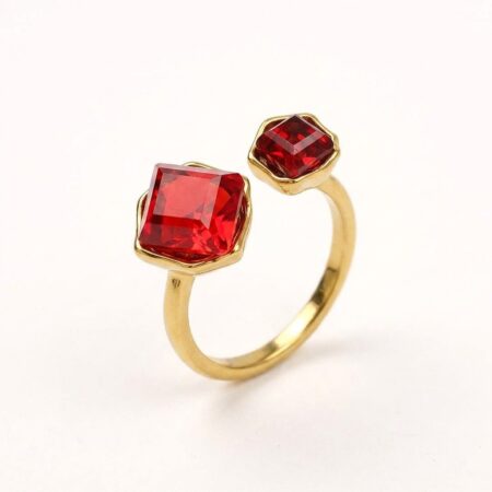 Prisma Duo Ring - Ατσάλινο Δαχτυλίδι με Διπλές Πέτρες