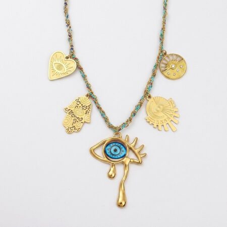 Mystic Eye Necklace - Ατσάλινο Κολιέ με Μάτι και Charms