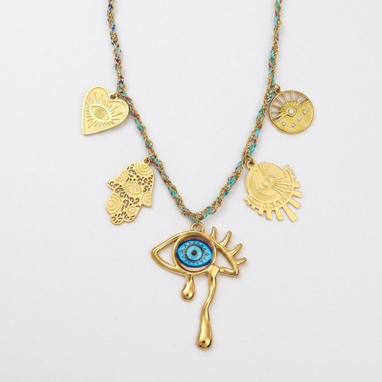 Mystic Eye Necklace - Ατσάλινο Κολιέ με Μάτι και Charms