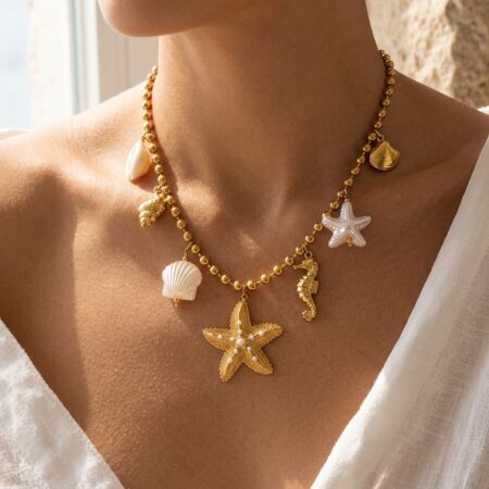 Marina Necklace - Ατσάλινο Κολιέ με Θαλασσινά Κρεμαστά