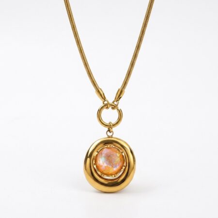 Celeste Necklace - Ατσάλινο Κολιέ με Πολύχρωμο Κρεμαστό