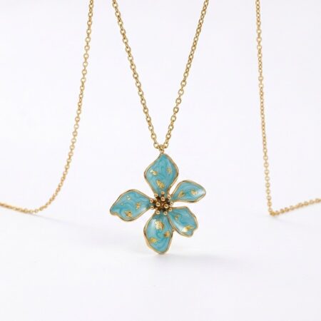 Celine Bloom Necklace - Ατσάλινο Κολιέ με Λουλούδι