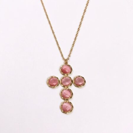 Aurora Cross Necklace - Ατσάλινο Κολιέ με Πολύχρωμο Σταυρό