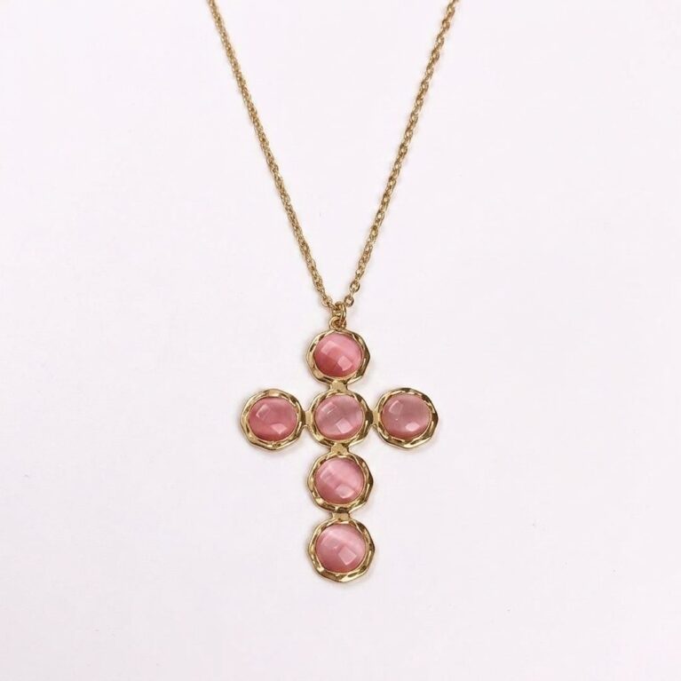Aurora Cross Necklace - Ατσάλινο Κολιέ με Πολύχρωμο Σταυρό