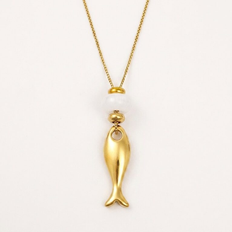 Marina Necklace - Ατσάλινο Κολιέ με Κρεμαστό Ψάρι