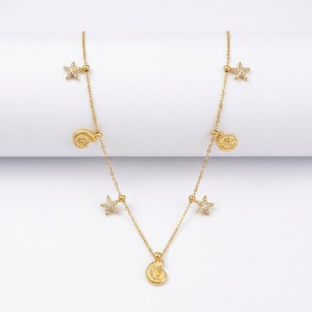 Ocean Star Necklace - Ατσάλινο Κολιέ με Αστερίες και Κοχύλια