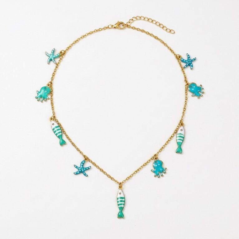 Ocean Charm Necklace - Ατσάλινο Κολιέ με Θαλάσσια Διακοσμητικά