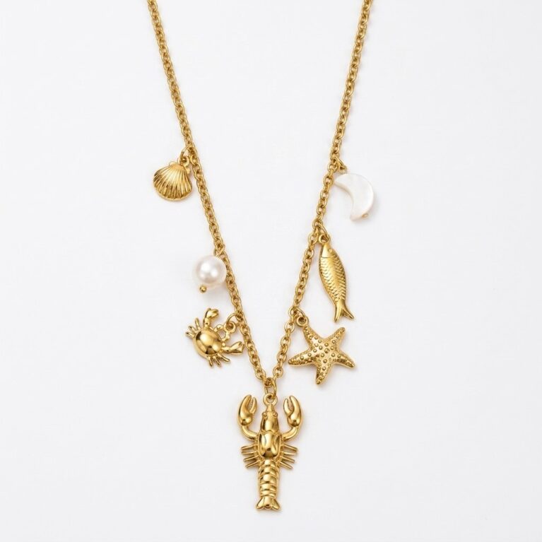 Ocean Charm Necklace - Ατσάλινο Κολιέ με Θαλασσινά Κρεμαστά