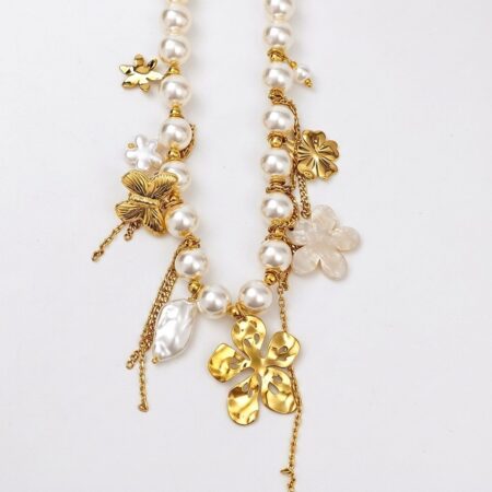 Floral Elegance Necklace - Ατσάλινο Κολιέ με Λουλούδια