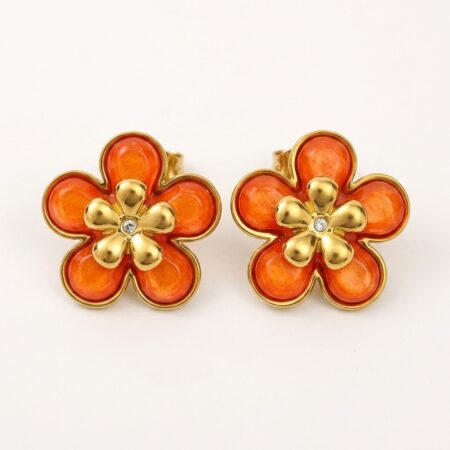 Flora Earrings - Ατσάλινα Σκουλαρίκια με Λουλούδι