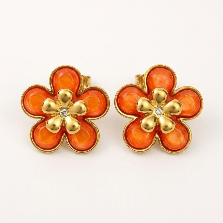 Flora Earrings - Ατσάλινα Σκουλαρίκια με Λουλούδι
