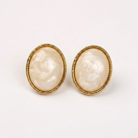Aurora Earrings - Ατσάλινα Σκουλαρίκια με Οβάλ Πέτρες